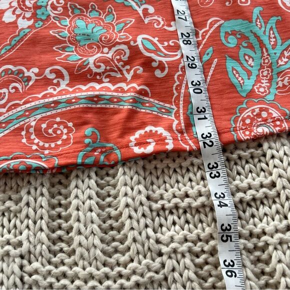 Vision Paisley Floral A-Line Pocket salmon Blue Dress Size Small - Picture 10 of 12